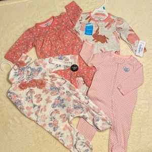 New Nicole Miller Outfit w/Headhand, New Carters 6Mon Sleeper, 2 6Mon Sleepers